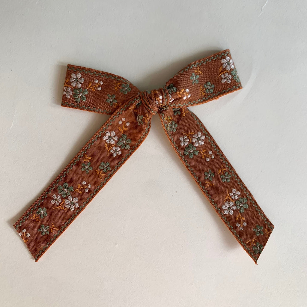 Thin Sailor Bow // Brown Green Vintage Floral