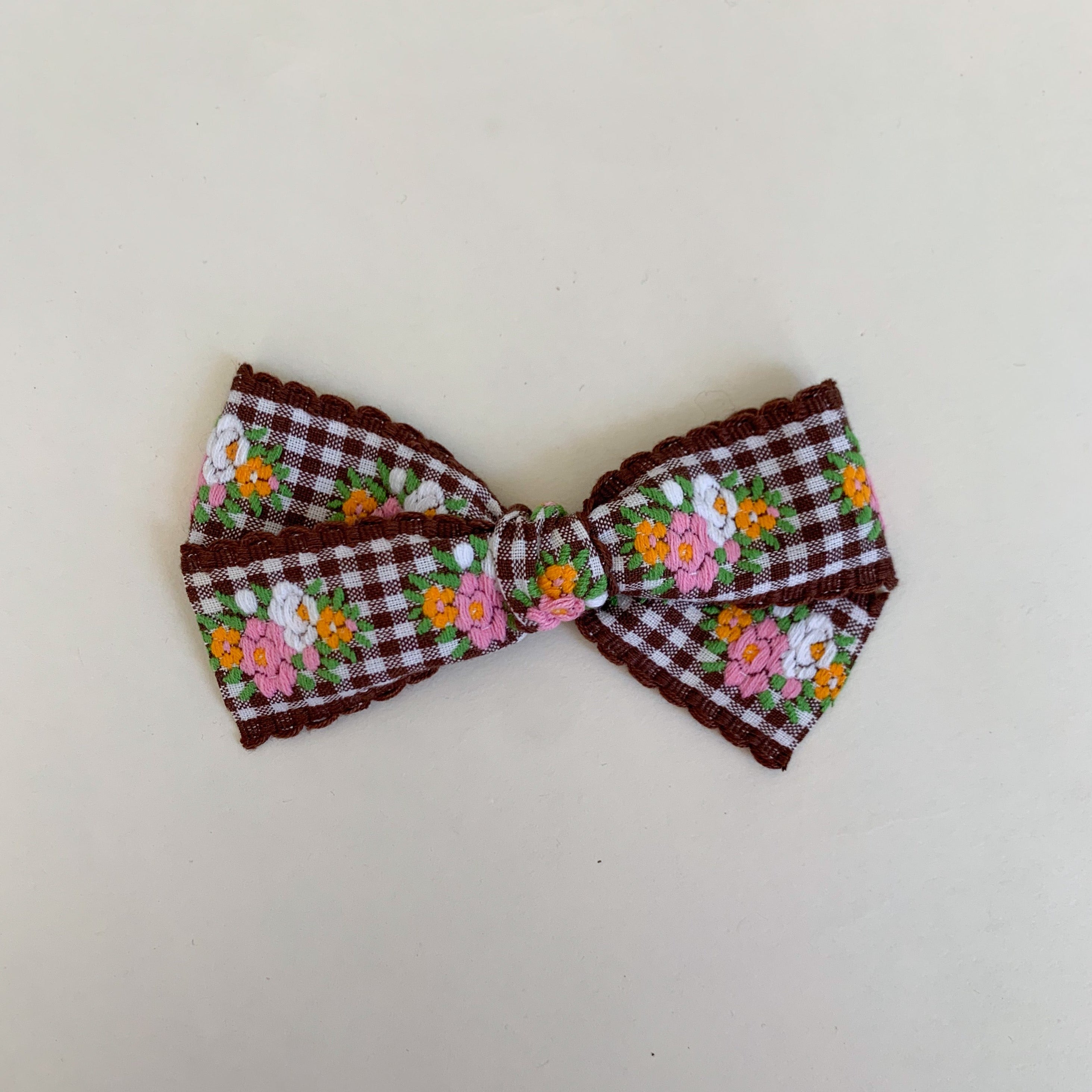Medium Bow // brown gingham floral